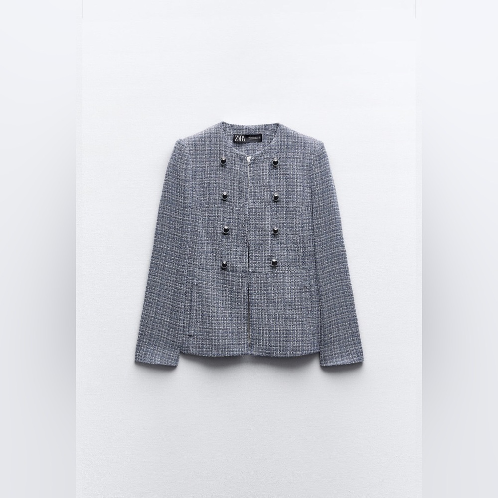 Zara - Light Blue Tweed Blazer - Size Small (NWT)